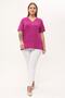 Plum Collar Zipper Detailed Plus Size Blouse