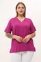 Plum Collar Zipper Detailed Plus Size Blouse - 3