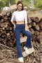 Dark Blue Flare Leg Flare Jean Women's Tooarlayer Power Lycra Collector - 2