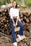 Dark Blue Flare Leg Flare Jean Women's Tooarlayer Power Lycra Collector - 4