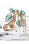 Sm361 Large Size Mother Baby Giraffe And Tropical Leaves Wall Sticker Set - 2