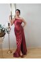 Women's Tile One Shoulder Satin Sweep Train Design Evening Dress - 3