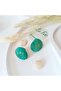 Green Sea Shell with Steel Earring Attachment Handmade Polymer Clay Earrings Oyster Ultra Light - 2
