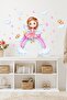 - Cute Girl Sitting in the Rainbow Wall Sticker Set