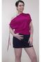 Fuchsia One Shoulder Lace Up Boat Neck T-Shirt - 7