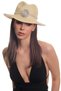 Women's Antique Silver Plated Metal Belt Detailed Original Design Beige Color Straw Hat - 2