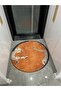 Tan Leopard Modern Themed Woven Base Round Carpet Mira 1302