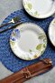 Spring 20 Cm Cream Flowered Porcelain Cake Plate Service Set for 6 Persons