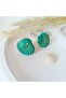 Green Sea Shell with Steel Earring Attachment Handmade Polymer Clay Earrings Oyster Ultra Light - 5