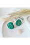 Green Sea Shell with Steel Earring Attachment Handmade Polymer Clay Earrings Oyster Ultra Light - 6