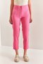 Women's Fuchsia Ribbed Atlas Fabric Trousers 40401043 - 5