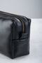 Women's Black Portfolio Handbag Pu Leather Daily Travel Makeup Bag - With Zipper And Carrying Handle - 5