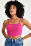 Ribbed Camisole Front Triangle Detailed Crop Body - 4