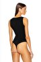 Women's Black V-Neck Sleeveless Silk Jersey Bodysuit - 3