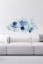 Watercolor Blue Flowers And Leaves Decorative Wall Sticker Set - Sim631 - 2