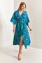 Women's Blue Double-Breasted Collared Front Slit Dress 40861028 - 2
