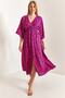 Women's Fuchsia Double-Breasted Collar Front Slit Dress 40861028