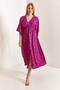 Women's Fuchsia Double-Breasted Collar Front Slit Dress 40861028 - 2
