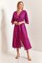 Women's Fuchsia Double-Breasted Collar Front Slit Dress 40861028 - 6