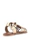 Genuine Leather Flat Gladiator Sandals Gold - Serim - 3
