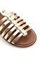 Genuine Leather Flat Gladiator Sandals Gold - Serim - 5