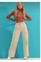 Wide Leg Beige Cargo Pocket Palazzo Jeans - 2
