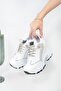 Women's Hidden Wedge Heeled Stoned Sneakers with Glittery Laces - 2