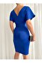 Women's Blue, Diver Fabric Belted Dress - 2