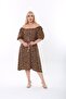 Women's Plus Size Woven Viscose Black Red Yellow Digital Printed Square Collar Dress - 5