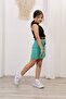 Green Gabardine Fabric Children's Skirt with Adjustable Elastic Waist