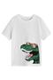 Kids White Giraffe, Dinosaur and Cookie Monster Printed Set of 3 Oversized Children's T-Shirts - 4
