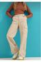 Wide Leg Beige Cargo Pocket Palazzo Jeans
