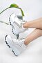 Women's Hidden Wedge Heeled Stoned Sneakers with Glittery Laces