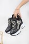 Women's Hidden Wedge Heeled Stoned Sneakers with Glittery Laces - 5