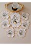 Daisy Model Embroidered Tray Cover and Cocktail 6-Piece Coffee Presentation Napkins - 5