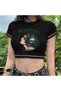 Sublime Girl Printed Reverse Stitch Black Crop
