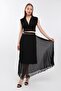 Patterned Lined Elastic-Waist Pleated Chiffon Skirt Qys - 5