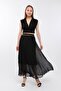 Patterned Lined Elastic-Waist Pleated Chiffon Skirt Qys - 6