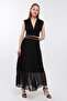Patterned Lined Elastic-Waist Pleated Chiffon Skirt Qys - 7