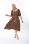 Women's Plus Size Woven Viscose Black Red Yellow Digital Printed Square Collar Dress - 2