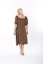 Women's Plus Size Woven Viscose Black Red Yellow Digital Printed Square Collar Dress - 8