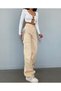 Omoda - Wide Leg Beige High Waist Palazzo Cargo Pocket Women's Jeans
