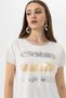 Women's White Printed Crew Neck Crepe T-Shirt - 3