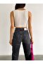 Women's Ecru V-Neck Thick Strap Collar Detailed Six-Elastic Camisole Crop Blouse Blz8832 - 5