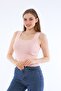 Women's Pink Sleeveless Blouse Thick Strap Athlete Slim Summer Square Collar Knitwear - 3