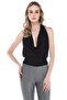 Women's Black Neck and Waist Tie Blouse BDE2466
