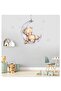 Plush Teddy Bear Sleeping on the Moon and Stars Children's Room Decorative Wall Sticker