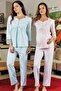 Pregnant Bone Lace Sleeve Maternity Pajama Set Pink - 4