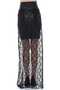 Women's Black Leather Lace Skirt EKM2518 - 2
