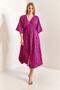 Women's Fuchsia Double-Breasted Collar Front Slit Dress 40861028 - 4